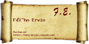 Féhn Ervin névjegykártya